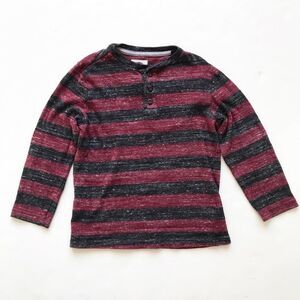 Old navy gray/maroon stripe Henley LS top EUCM(8Y)